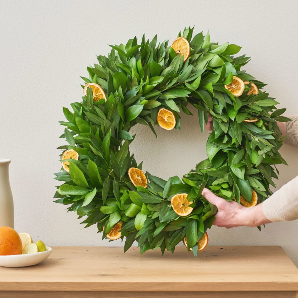Fresh Bay Laurel and Citrus Wreath | Farmgirl Flowers