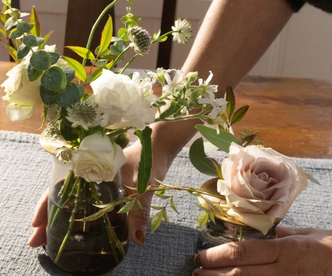 Let’s Style Some Bud Vases (Using A Burlap Wrapped Bouquet!)