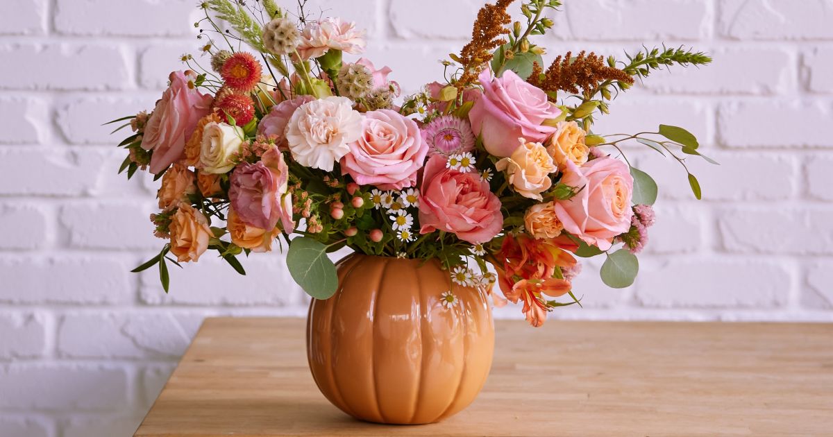 Pumpkin Vase Flower Arrangement | Farmgirl Flowers
