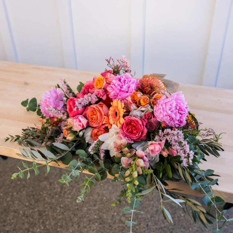 Big Love Burlap Wrapped Bouquet with Peonies!