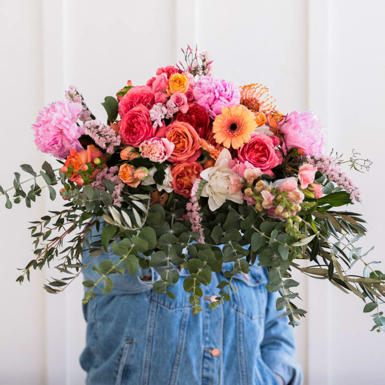 Big Love Burlap Wrapped Bouquet with Peonies!