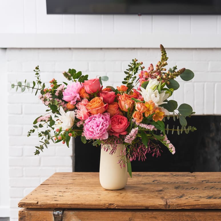 Just Right Burlap Wrapped Bouquet with Peonies!