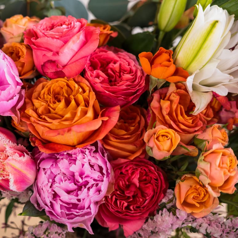 Just Right Burlap Wrapped Bouquet with Peonies!