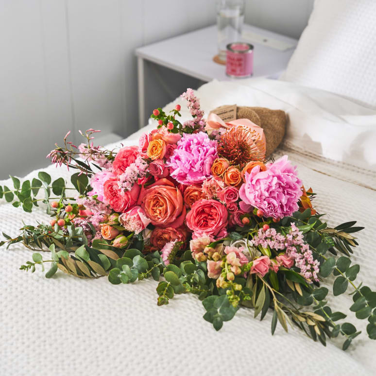 Big Love Burlap Wrapped Bouquet with Peonies!