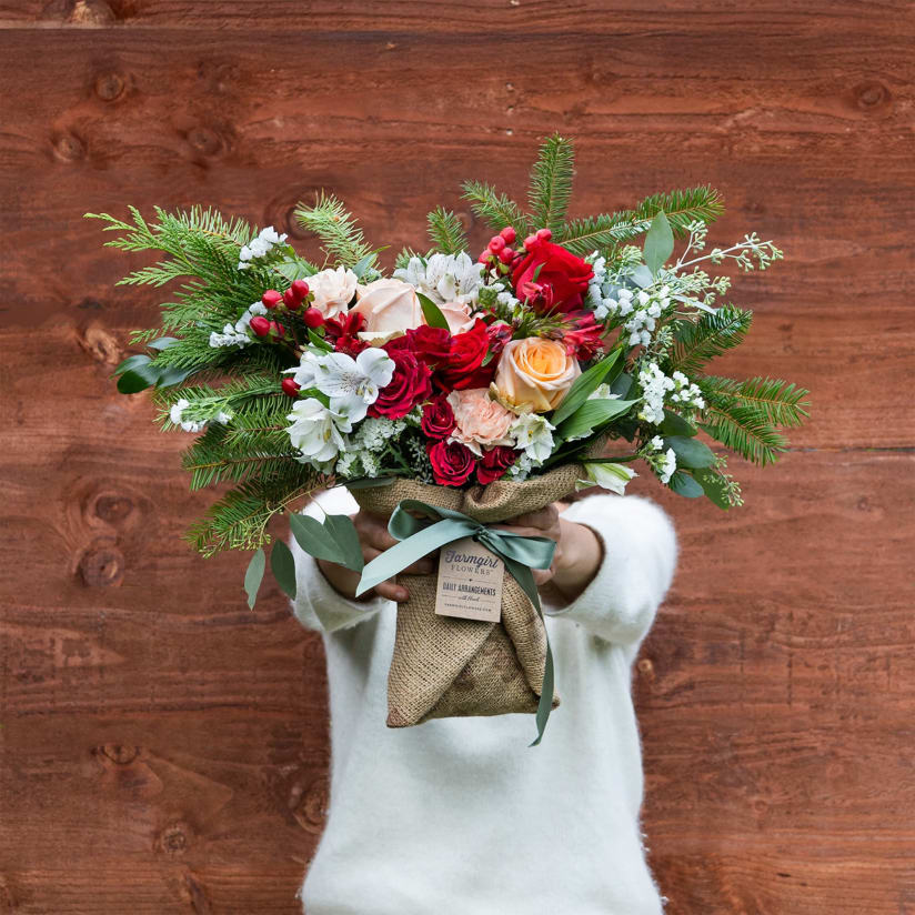 Flowers in burlap sack outlet