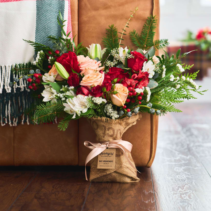 Flowers in burlap sack outlet