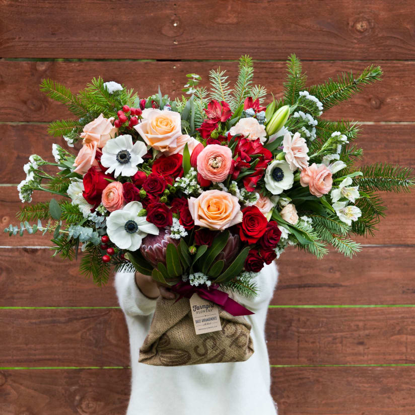 Holiday Flower Bouquets Online Flower Delivery Burlap Wrapped