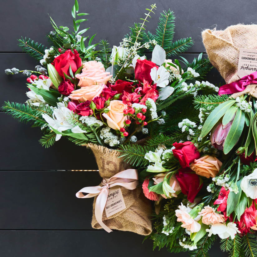 Flowers in burlap sack 2025