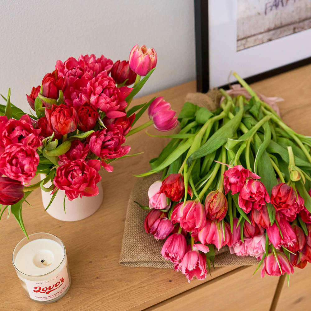 Cerise Double Tulips Bouquet