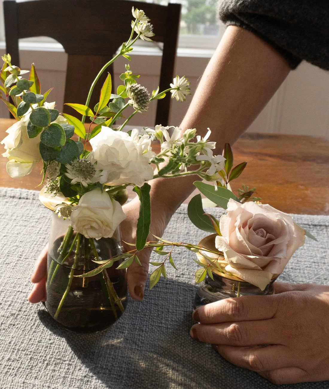 Let’s Style Some Bud Vases (Using A Burlap Wrapped Bouquet!)